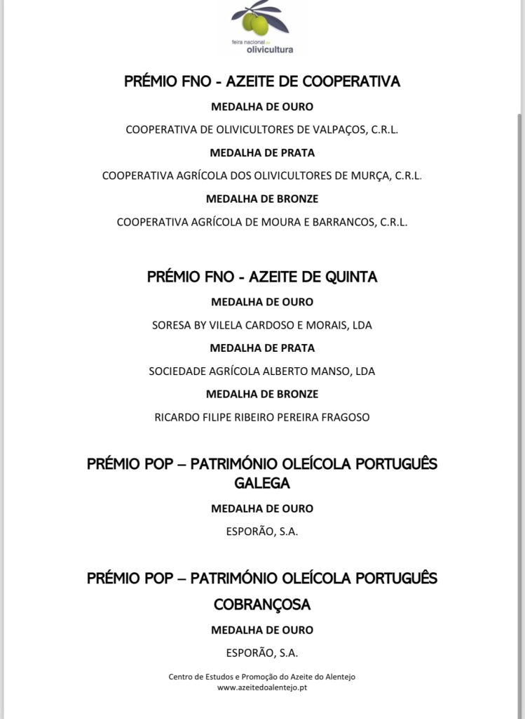 Concurso de Azeite Virgem da Feira Nacional de Olivicultura